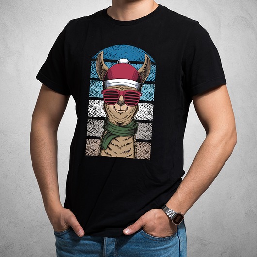t-shirty męskie Koszulka  z nadrukiem Świąteczna Lama