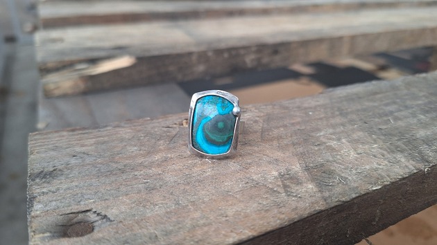 pierścionki - różne Chryzokola z azurytem - pierścionek regulowany