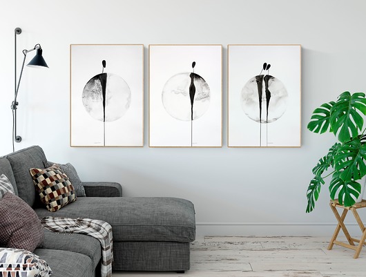 Zestaw 3 obrazów 50 x 70 cm namalowany ręcznie Krystyna Siwek Art