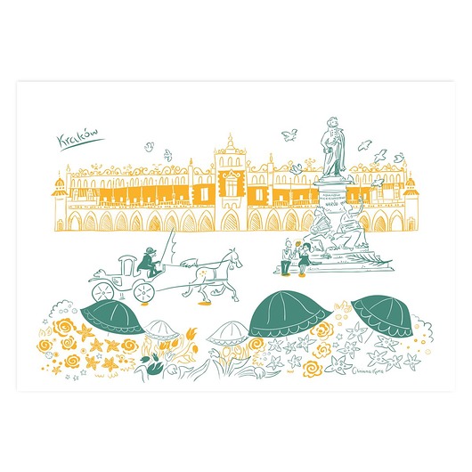 Plakat A4 Kraków Sukiennice Gliniana Kura