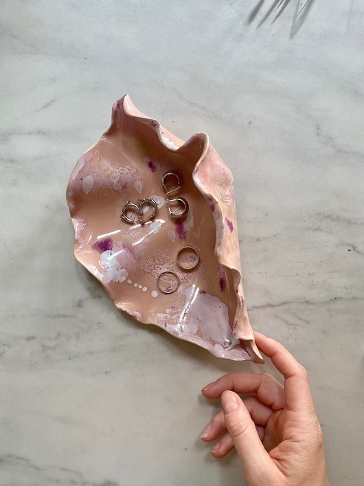 pojemniki na biżuterię Podstawka na Biżuterię Ceramiczna Muszelka Muszla Perłowa