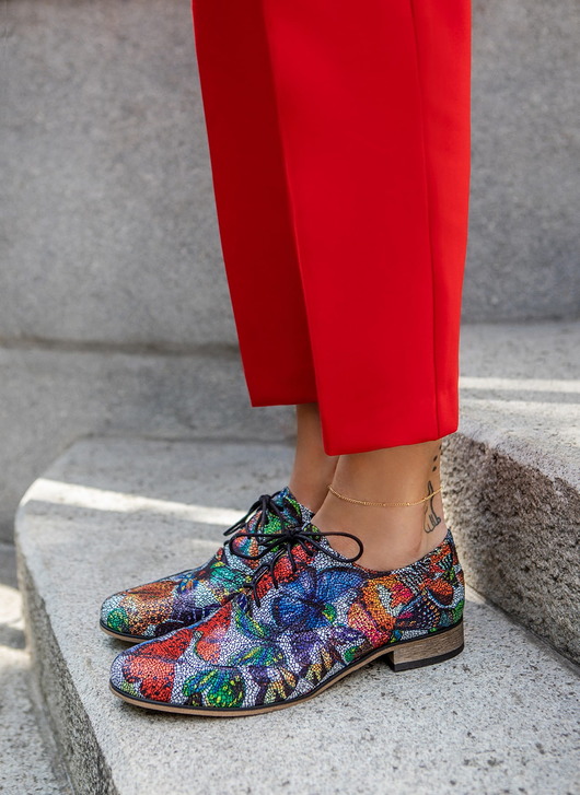 półbuty damskie Skórzane półbuty jazzówki Zapato model 246 motyl
