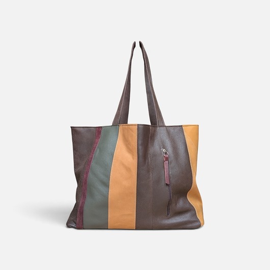 torby na ramię Shoper bag brązowa torba z karmelem i śliwką