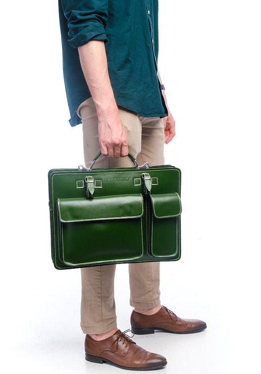 torebki do ręki Skórzana Teczka - Aktówka - paski do przypięcia parasola  (7076)