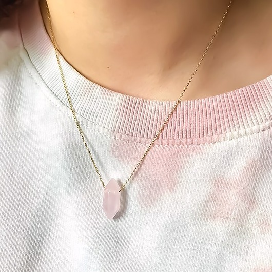 złote naszyjniki Naszyjnik z kwarcem różowym MINI