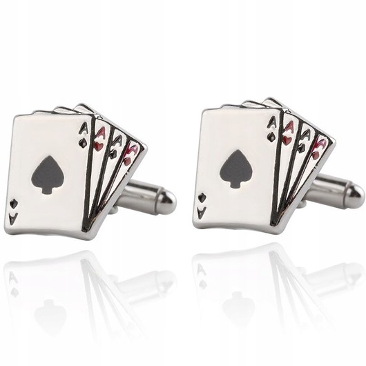 spinki do mankietów SPINKI DO MANKIETÓW koszuli KARTY ASY POKER