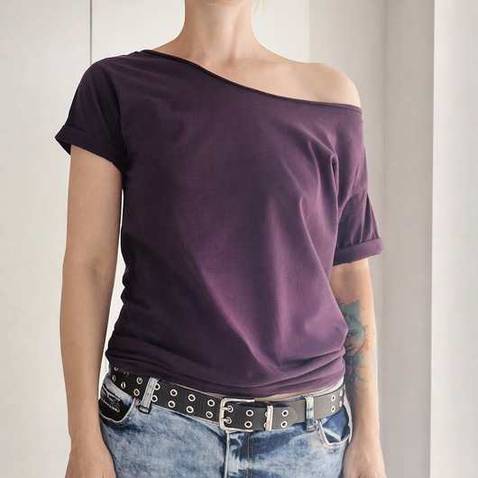 t-shirt damskie Bakłażanowy Oversize