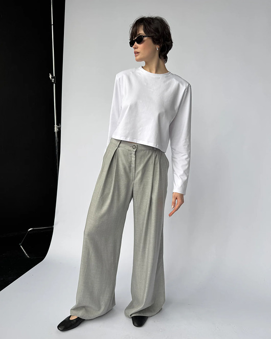 t-shirt damskie Longsleeve Mood short white