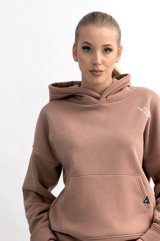 bluza z kapturem damska Bluza damska z kapturem Beż AGA