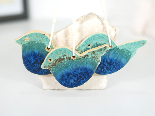 ozdoby choinkowe Ceramiczne sikorki czerwone brzuszki