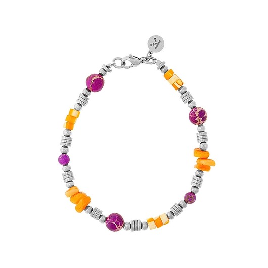 bransoletki z kamieni naturalnych Bransoletka Pink & Orange - srebrne hematyty