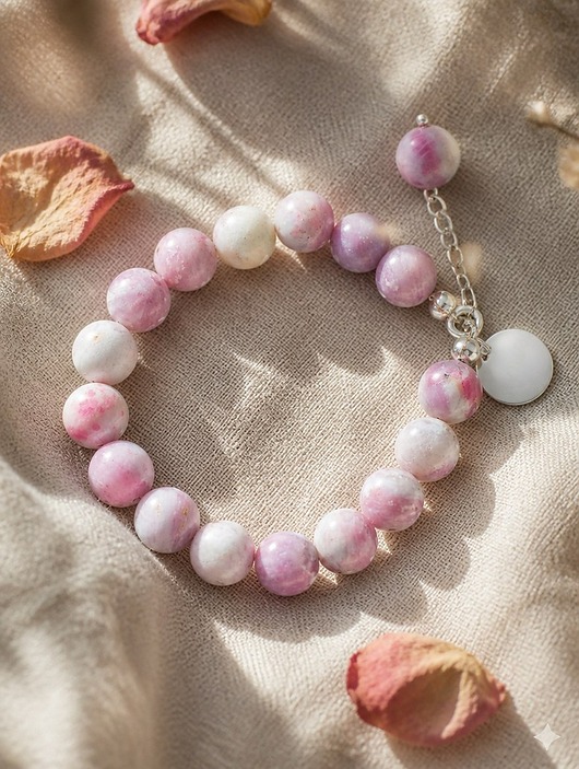 bransoletki z kamieni naturalnych Bransoletka Rose Pink, kamienie naturalne i srebro 925