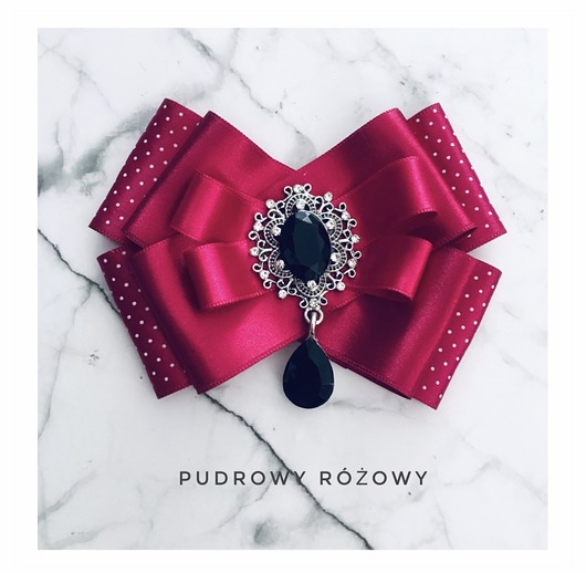 broszki Bordowa piękność z czarnym kamieniem New