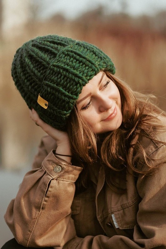 czapki damskie Wełniana czapka zimowa peruvian WOOLY zielona
