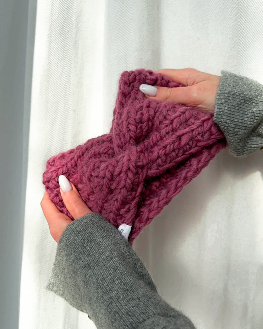 opaski do włosów Opaska wełniana handmade  100% wełna