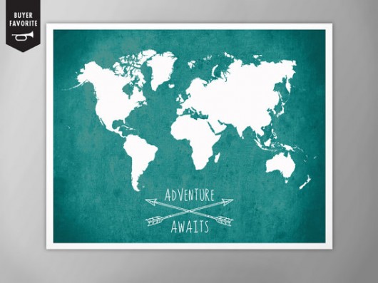 Plakat, grafika, mapa świata nkcraftstudio
