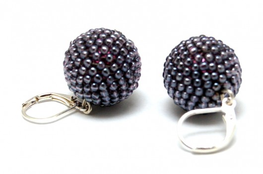 Kolczyki Beaded Beads kuleczki fioletowe MadeByInati