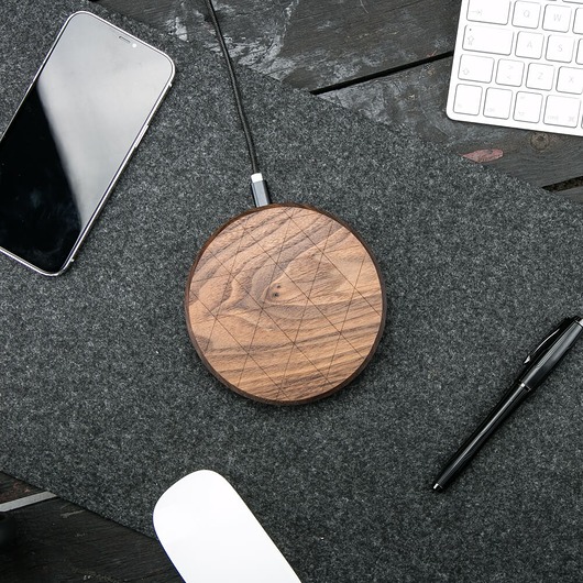 meble - inne ŁADOWARKA INDUKCYJNA SLIM CIRCLE QI 15W ORZECH