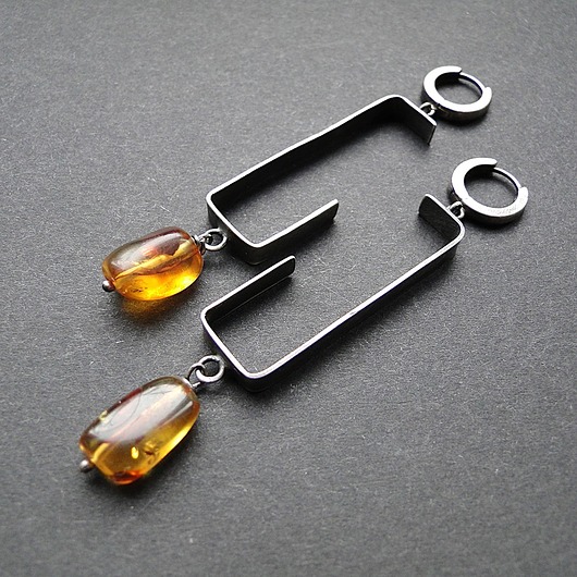 kolczyki srebrne Kolczyki srebrne Bursztyny 001