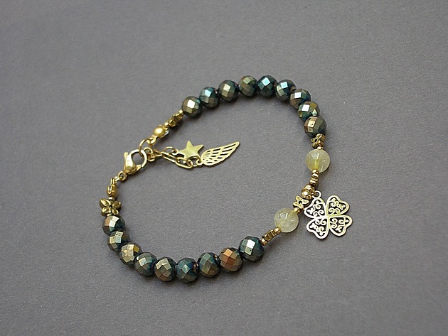 bransoletki z kamieni naturalnych Szlachetna kolekcja /old gold hematite/ - bransoletka