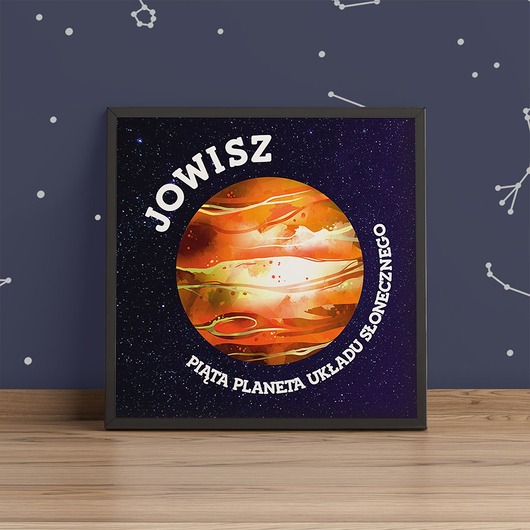 Plakat dziecięcy PLANETA JOWISZ - kwadrat trochę na ścianę
