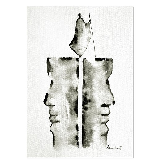 obrazy Via media, grafika, obraz malowany tuszem /1/