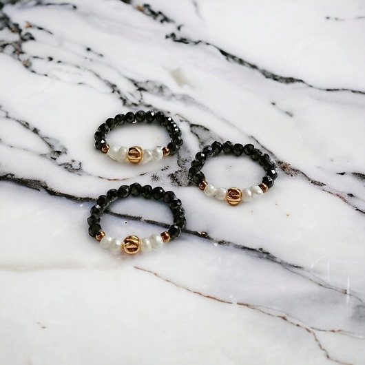 pierścionki elastyczne Pierścionek :: turmalin, perły