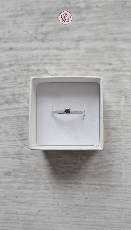 pierścionki zaręczynowe Czarny diament 3mm - srebrny pierścionek