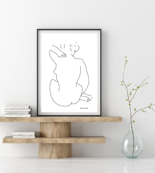 PLAKAT kobieta,Matisse,ilustracja,grafika black dot studio