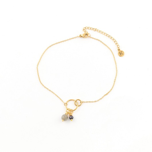 bransoletki z kamieni naturalnych Pozłacana bransoletka na rękę z kamieniami