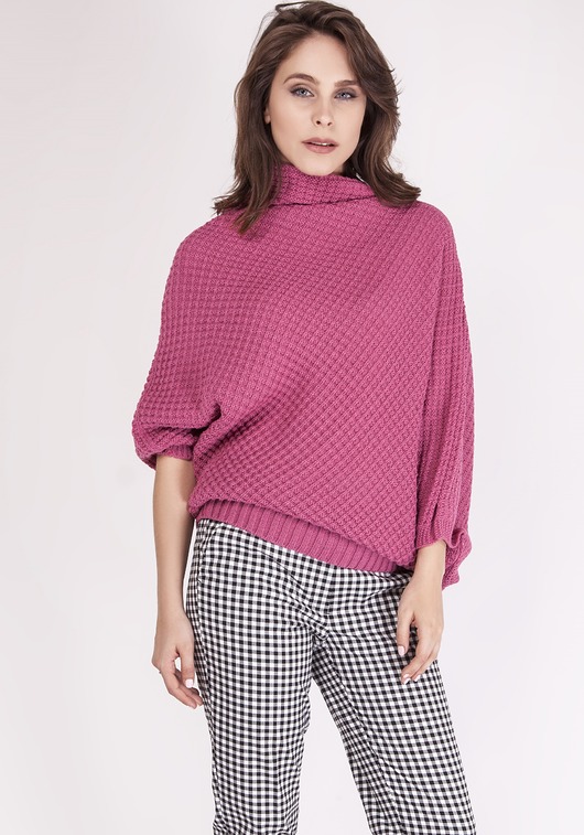 Sweter oversize, SWE049 róż MKM MKMswetry