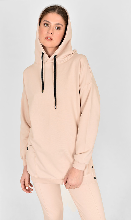 bluza z kapturem damska Bluza z kapturem Nela kolor beż