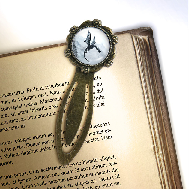 zakładki do książek Zakładka do książki - Czarny smok - klips, brąz