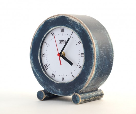 OldE circle blue jeans Clock Wood Studio
