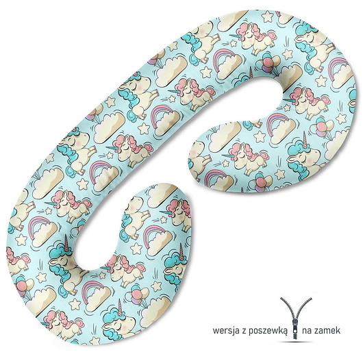 ubrania i akcesoria do karmienia Poduszka ciążowa do spania i karmienia Miętowy unicorn