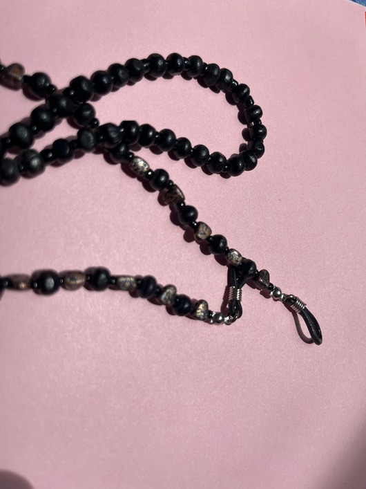 okulary damskie Czarny Łańcuszek do okularów z drewnianych koralikow unisex