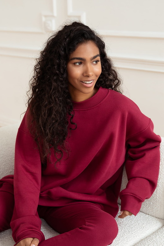 bluza bez kaptura damska Bluza Biggie Burgund