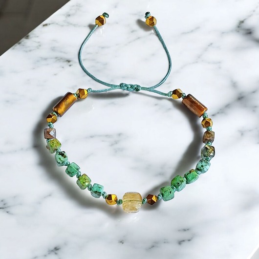 bransoletki z kamieni naturalnych SUKCES - amulet - turkus, cytryn, tygrysie oko, hematyt