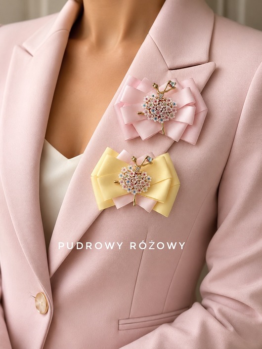 broszki Pastelowa Brosza z Baletnicą z kwiatków z kolorowymi kamieniami
