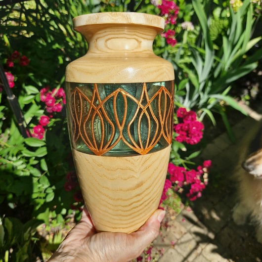 talerze, miski Duży wazon dekoracyjny z drewna i żywicy epoksydowej