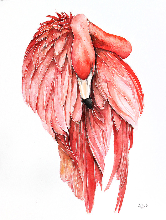 Flaming śpiący - plakat, reprodukcja 30x40cm Karolina Kijak
