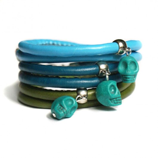 komplet 3 bransoletek TURQUOISE, TEAL & OLIVE kaktusia