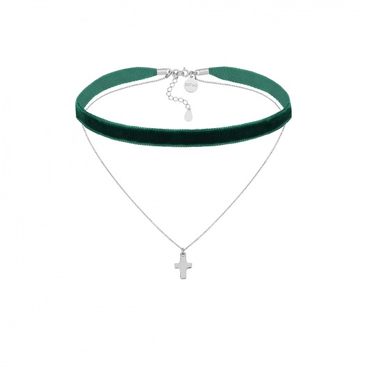 Szmaragdowy aksamitny choker z łańcuszkiem  SOTHO
