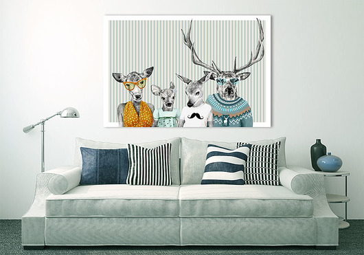 OBRAZ NA PŁÓTNIE -  120x80cm Rodzina jeleni 2+2  LUdesign gallery