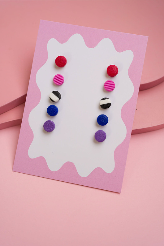 kolczyki z masy plastycznej Zestaw małych sztyftów 5-pak