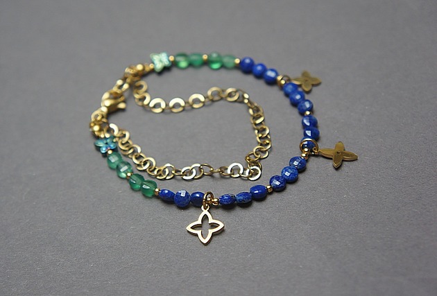bransoletki z kamieni naturalnych Lapis lazuli and green onyx - Szlachetna kolekcja
