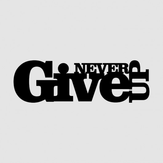 Napis 3D NEVER GIVE UP LOVINA PRINTS