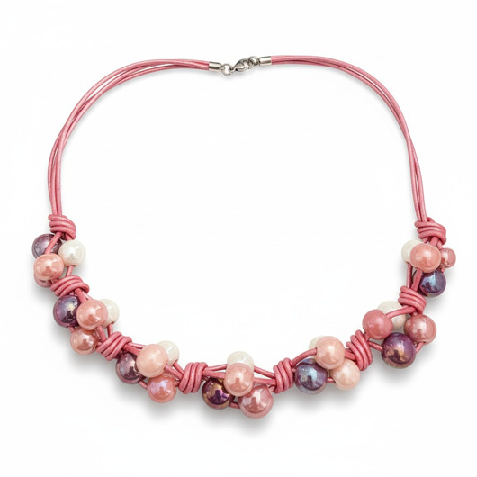 naszyjniki - inne Naszyjnik feboo POUDRE II róż