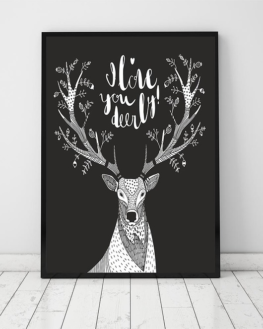 plakat. jeleń (format A3) Love Life and Forest