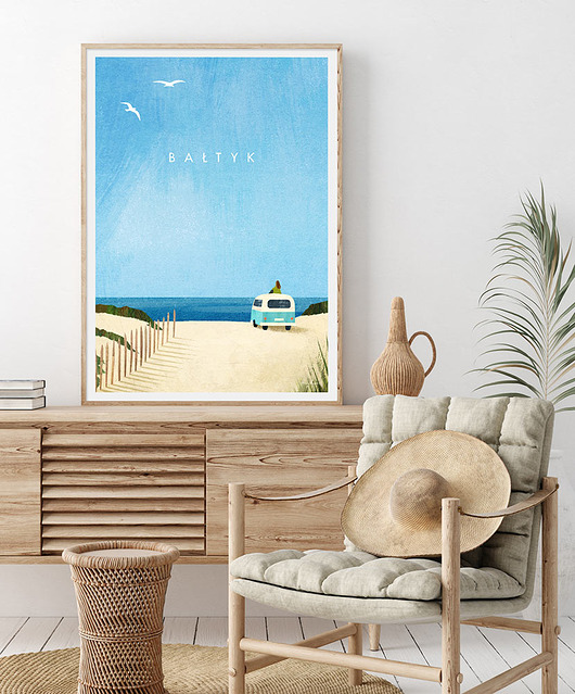 plakaty Bałtyk - kamper nad morzem - plakat fine art